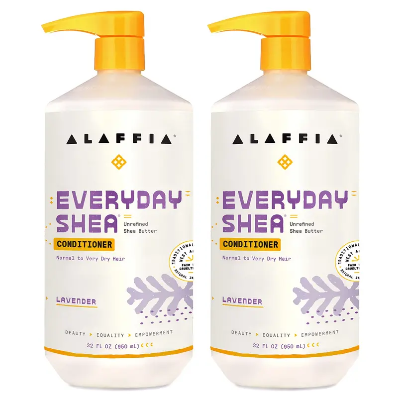 Alaffia EveryDay Shea Conditioner – Hydratation, Réparation et Protection | Lavande, 2×32 oz