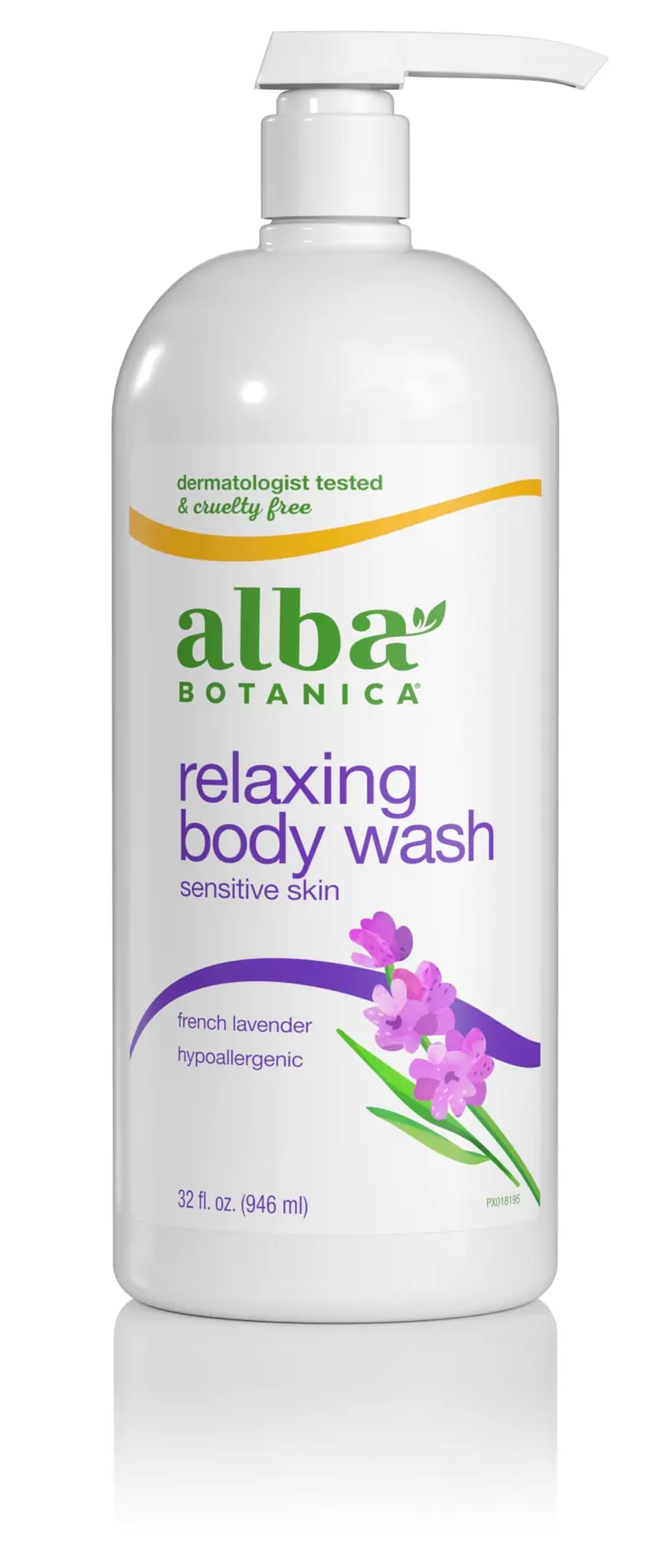 Alba Botanica Douche Émolliente Lavande Française – 32 oz, hypoallergénique