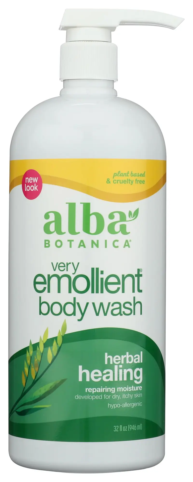 Alba Botanica Gel Douche Émollient – Guérison à base d'herbes, 32 oz