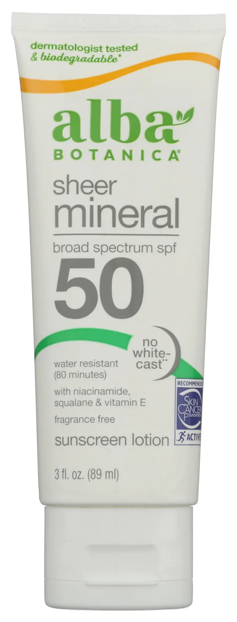 Alba Botanica Lotion Minérale SPF 50 — Protection UV à large spectre sans parfum, 89 ml