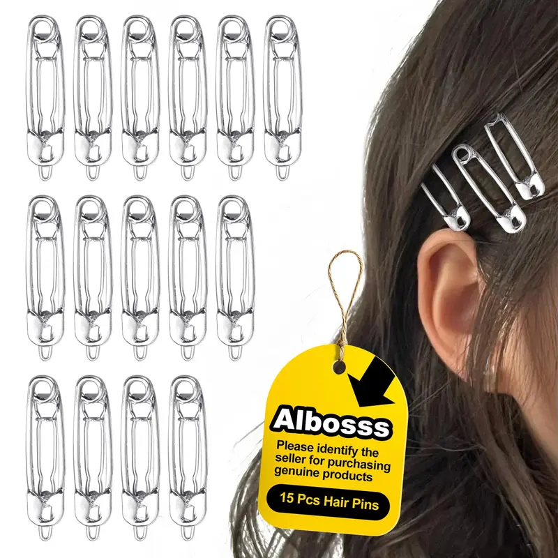 Albooss – 15 Épingles et Barrettes Cheveux Métal Sécurité Gothique Argenté