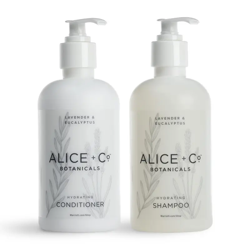 Alice + Co. Shampoing & Après-Shampoing Lavande & Eucalyptus – 2 × 250 ml | Accessoires Spa Hôtel