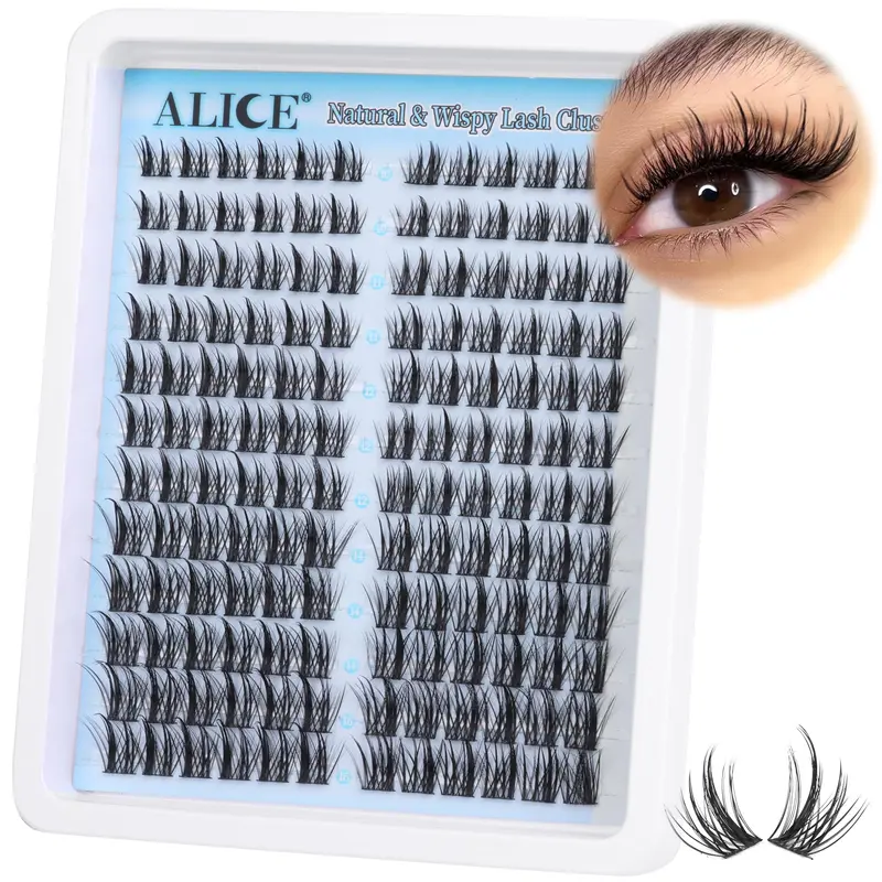ALICE – Extensions de cils en grappes naturelles DIY Wispy 10–16 mm – 144 pièces
