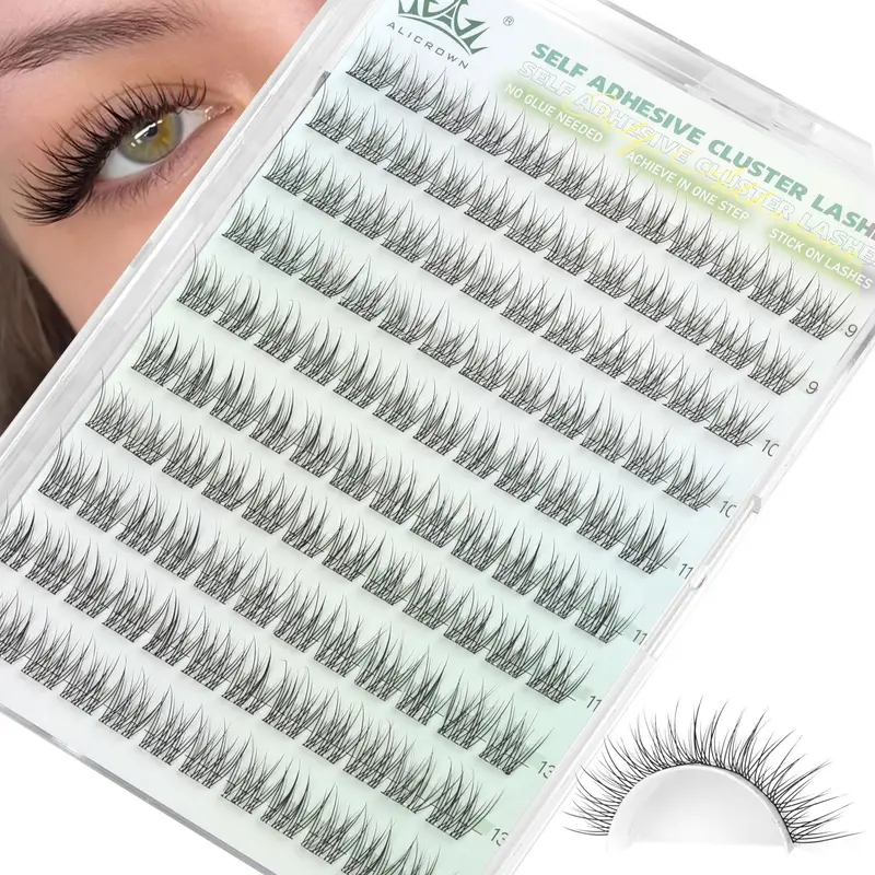 ALICROWN HAIR – Cils en clusters auto-adhésifs sans colle, 120 pièces (9mm-13mm)