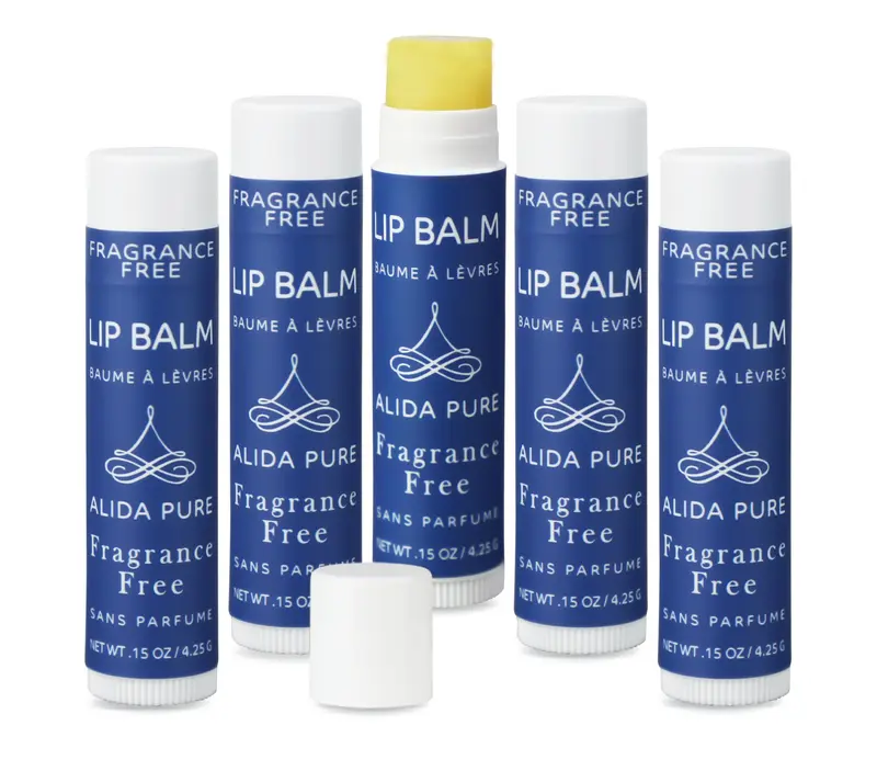 ALIDA PURE Baume à Lèvres Sans Parfum – Ensemble Végane de 5 Tubes