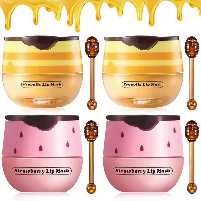 Alisesun – 4PCS Baume Lèvres Fraise & Abeille au Miel, Propolis & Vitamine E