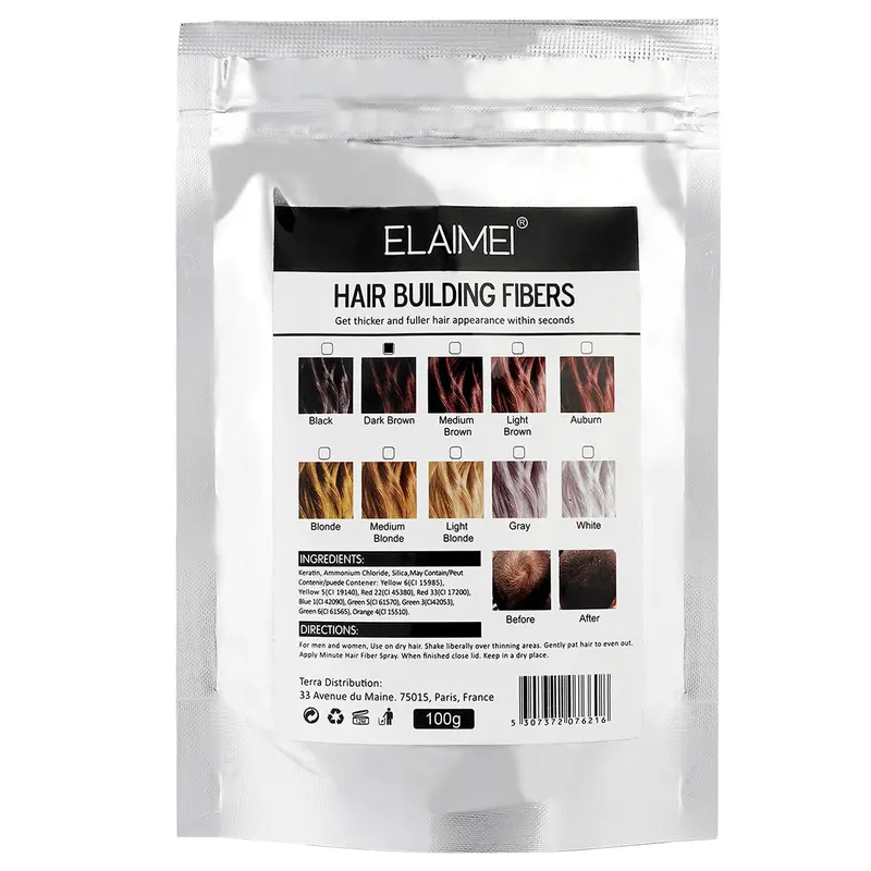 ALIVER Fibres capillaires Refill 100 g Brun Foncé – Concealer sans odeur pour cheveux clairsemés