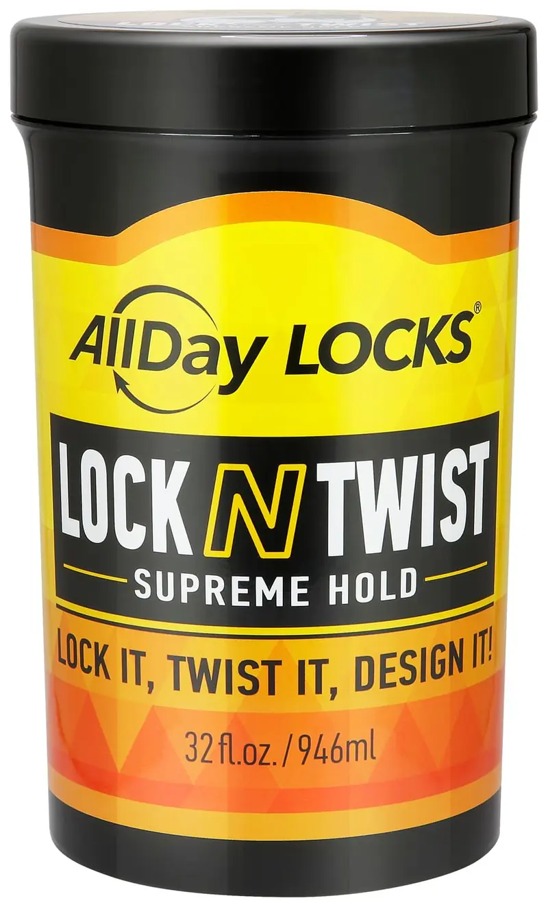 AllDay Locks Lock N Twist Supreme Hold – Gel coiffant extrême pour locs, microlocs, twists et retwists – Pot de 32 oz