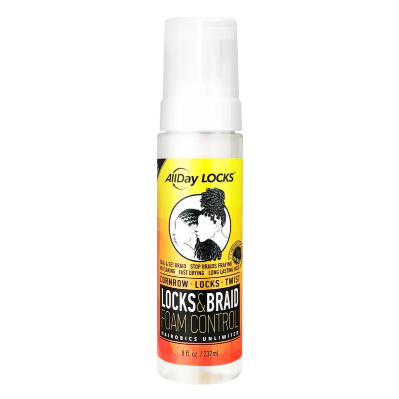 AllDay Locks Mousse pour tresses - Tenue longue, brillance et protection pour cheveux texturés - Bouteille 237 ml