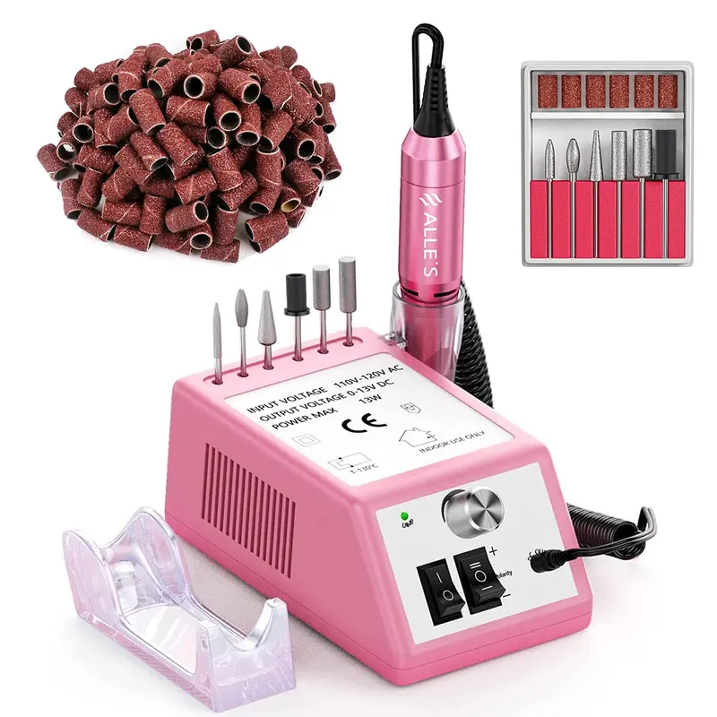 Alle's Perce-Ongles Électrique Professionnel 20000 RPM – Kit Manucure Pédicure Rose
