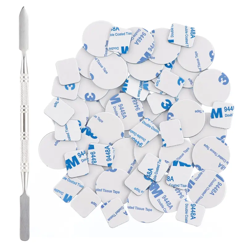Allwon 56 pièces stickers métalliques pour palette magnétique + spatule – 28 ronds et 28 carrés