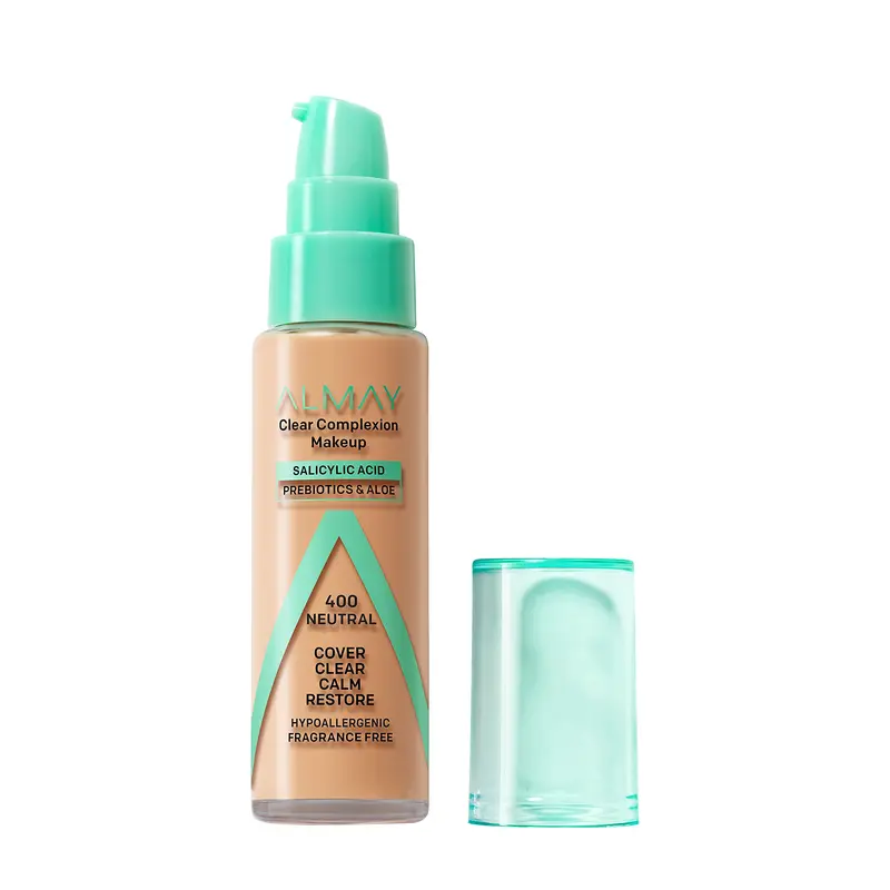 Almay Clear Complexion – Fond de Teint Anti-Imperfections avec Acide Salicylique, Couvrance Moyenne, Finition Soft Matte, 400 Neutre