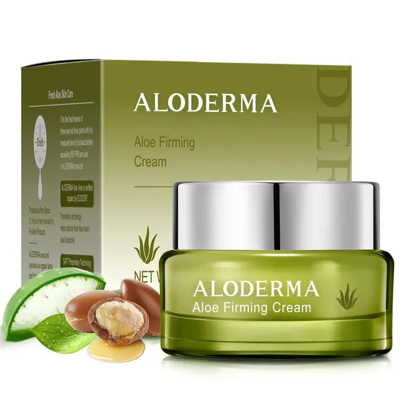 Aloderma Crème Lissante Visage et Cou – Aloe Bio 62% + Acide Hyaluronique
