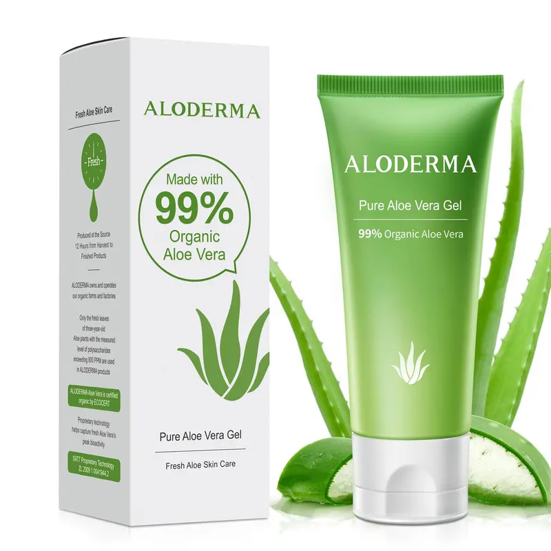 Aloderma Gel Aloe Vera 99% Biologique – Format Tube Voyage 1,5 oz