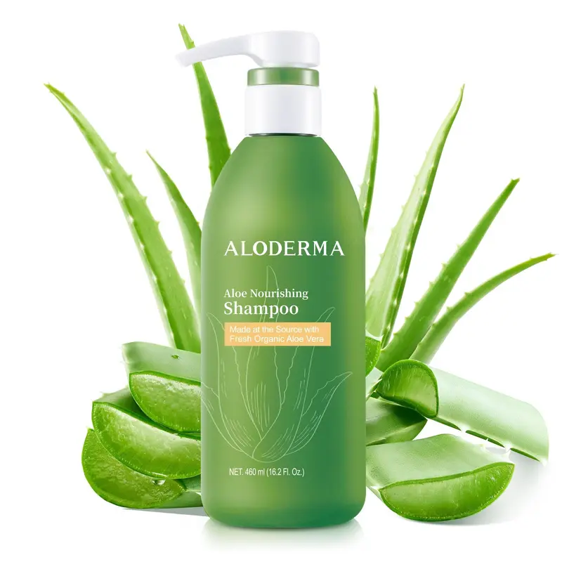 Aloderma Shampooing Nourrissant Aloe – 454 g, Aloe Bio Frais Sans Eau Ajoutée, Cheveux Secs et Endommagés