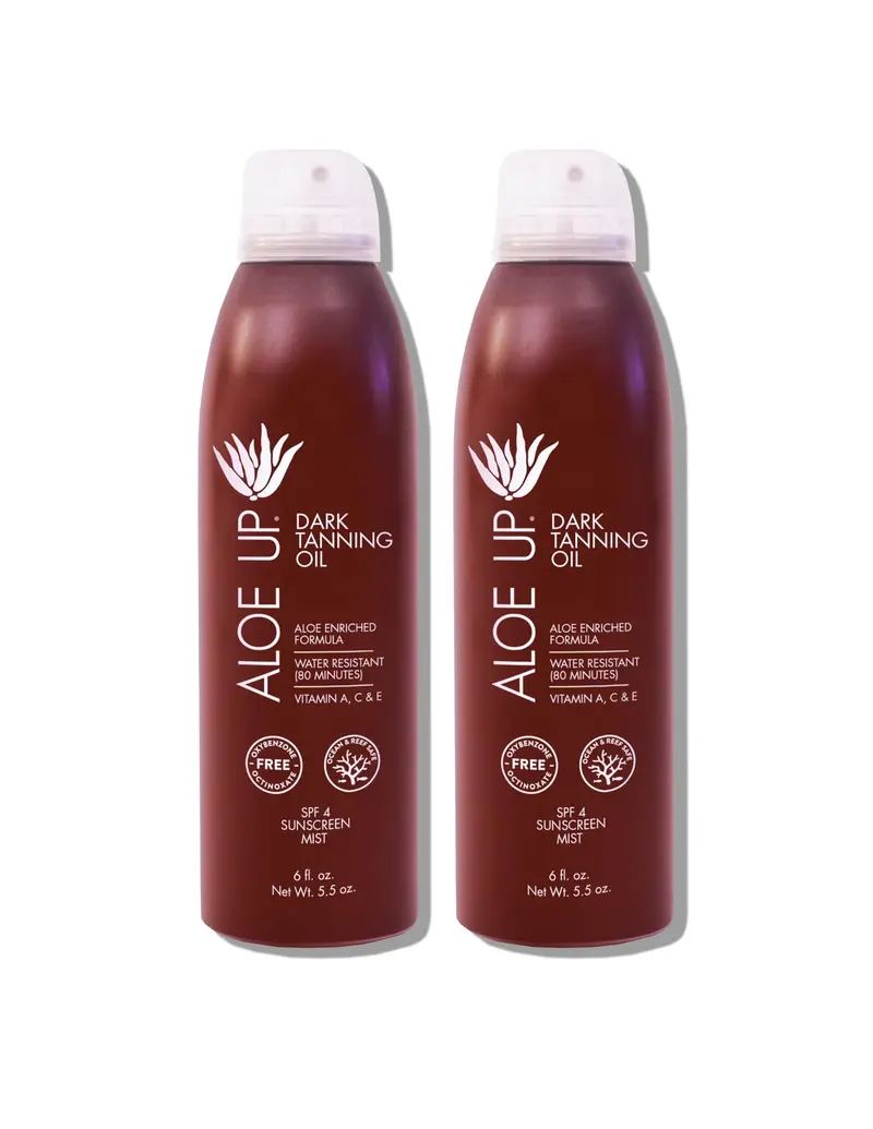 ALOE UP Huile bronzante rapide à l’aloès – Spray 2 x 177 ml, FPS 4, Respectueux des récifs