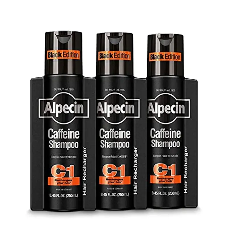 Alpecin Shampoing Caféine C1 Édition Noire – Pack de 3, 8,45 oz | Stimule la pousse naturelle et l’épaisseur