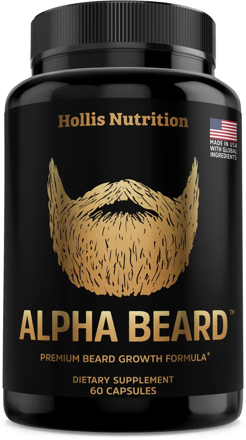 ALPHA BEARD – Vitamines de Croissance pour Barbe et Cheveux | Biotine 10K MCG, Collagène, Kératine, Acide Hyaluronique, MSM | Bloqueur DHT pour Barbe
