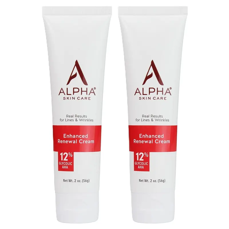 Alpha Skin Care Crème de Renouvellement Améliorée – 12% AHA Glycolique, Anti-âge, Normal à Sèche, Lot de 2 × 2 oz