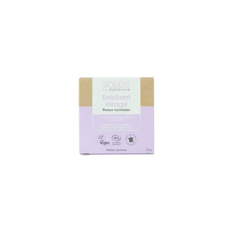 ALPHANOVA, Exfoliant Visage Solide BIO et Végan Parfum Verveine - 75 g