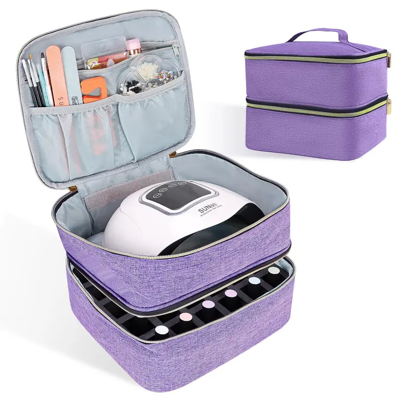 ALSLEA Organisateur Vernis à Ongles – 30 Bouteilles (15 ml), Double Étagère Portable – Violet