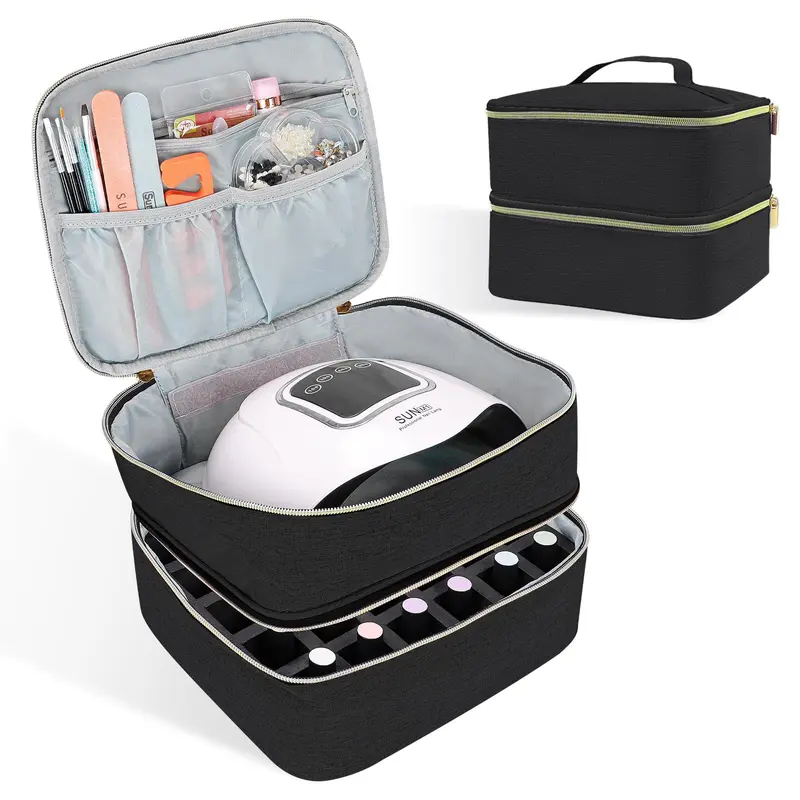 ALSLEA Organisateur Vernis à Ongles – 30 Bouteilles, Double-Couche, Portable, Noir