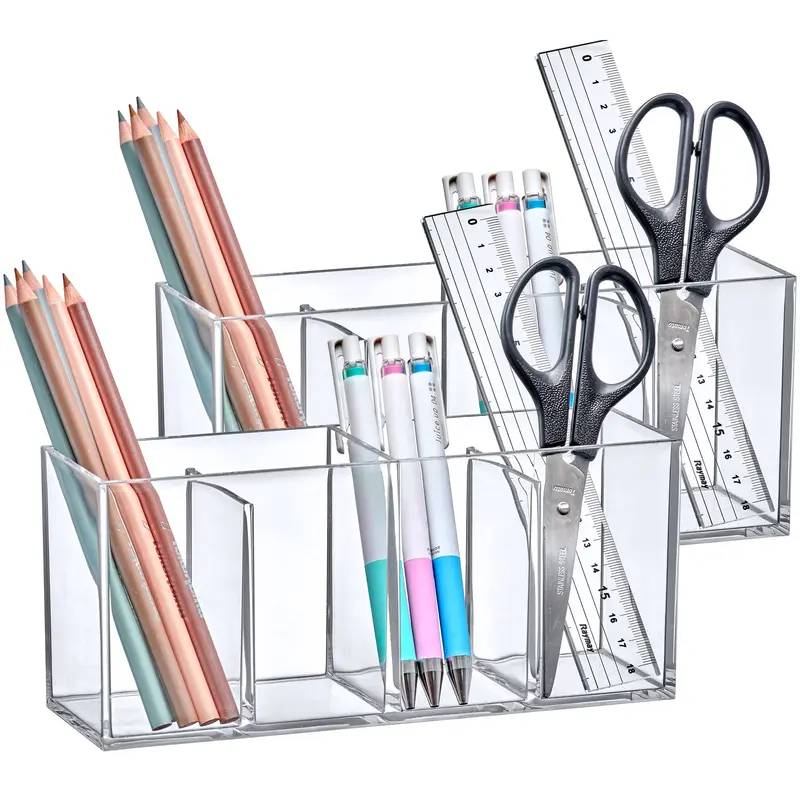 Amazing Abby Glamour – Organisateur maquillage en acrylique à 4 compartiments, ensemble 2 pièces, transparent