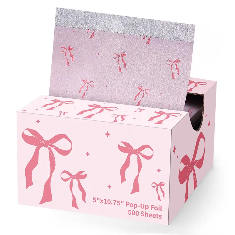 AmazingSpark Feuilles d’aluminium rose avec nœud – 5 po x 10,75 po, pop-up, 500 feuilles