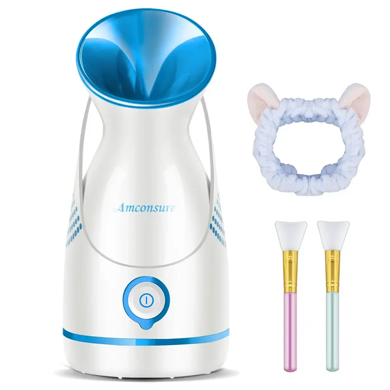 Amconsure Vapeur Facial – Nano Ionique, Brume Chaude pour Spa à Domicile (Bleu)