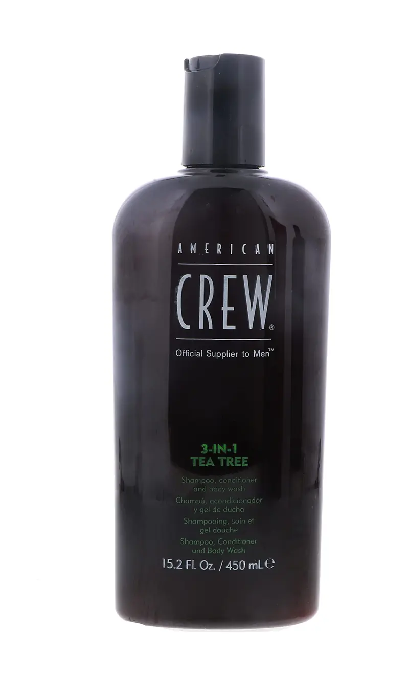 AMERICAN CREW 3-en-1 Shampooing, Après-shampoing et Gel Douche à l’Huile d’Arbre à Thé – 15,2 oz