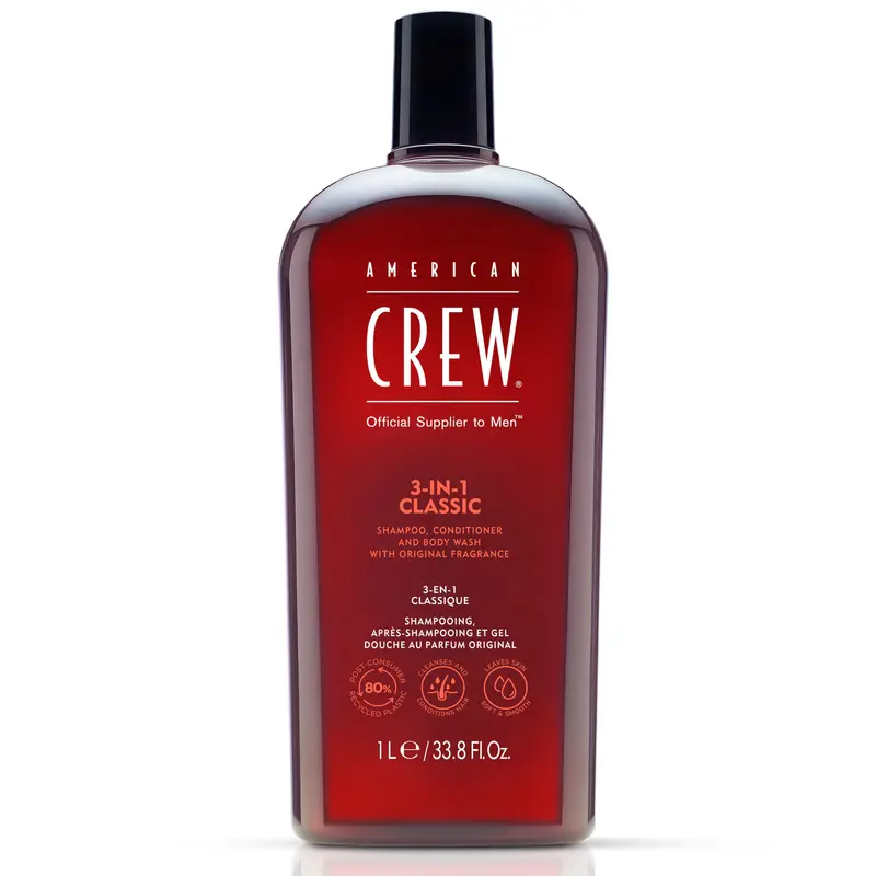 AMERICAN CREW – Shampoing, Après-shampoing et Gel Douche 3-en-1 pour Homme | 33,8 oz