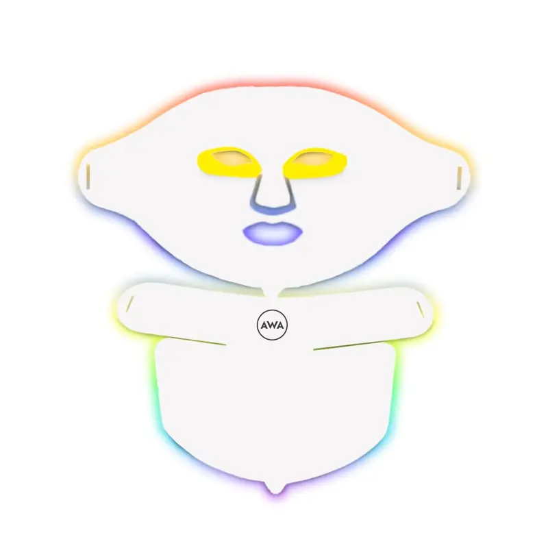 American Wellness Authority E49B – Masque LED 7 couleurs pour visage et cou (209 LED, 630 nm & 470 nm), recharge USB-C