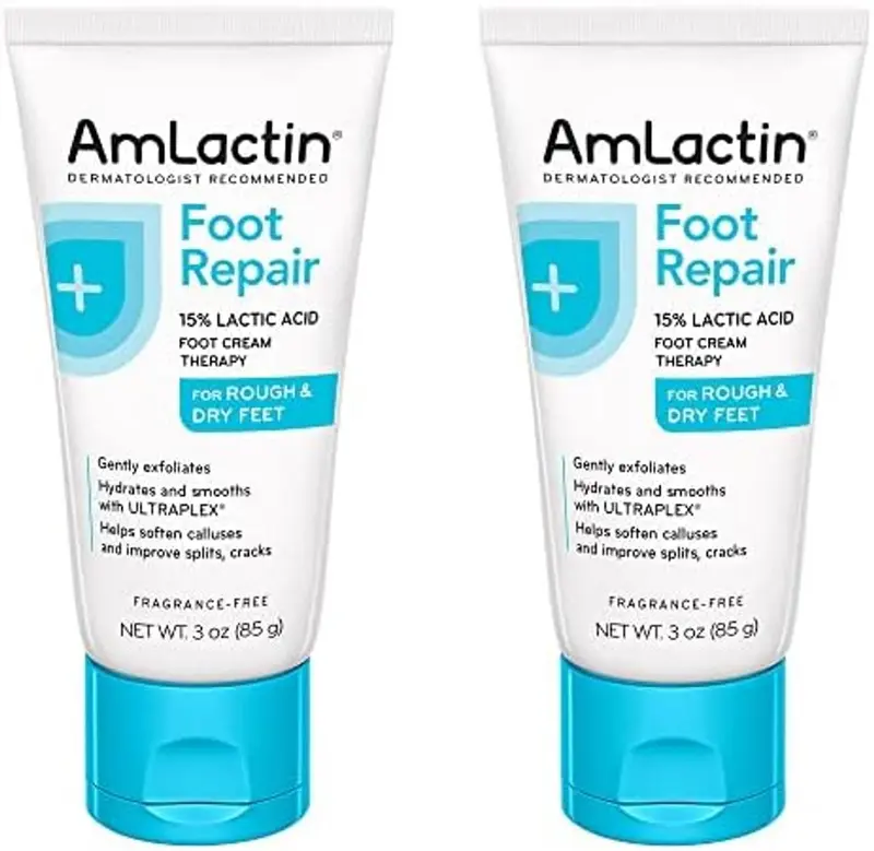 AmLactin Crème Pieds Therapy – Hydratation et Exfoliation, Pack de 2 × 3 oz