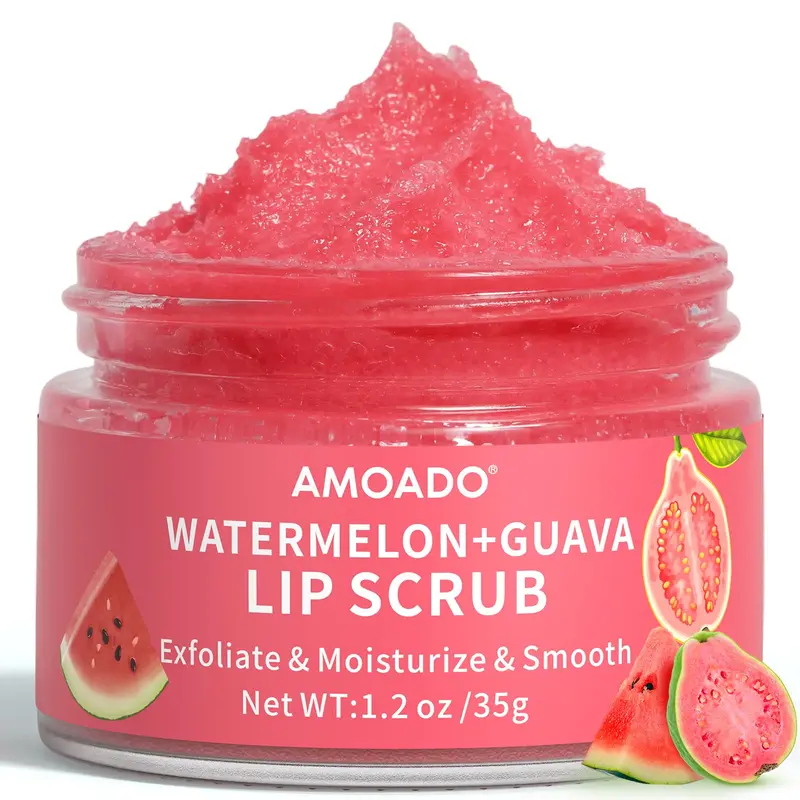 AMOADO Gommage Lèvres au Sucre – Lèvres Fonçées, Pastèque & Goyave, Soin Naturel 35 g