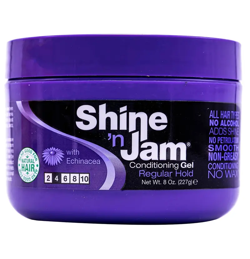 AmPro Shine-n-Jam – Gel fixation moyenne à l'échinacée pour discipliner les bords et sublimer vos coiffures – 8 oz