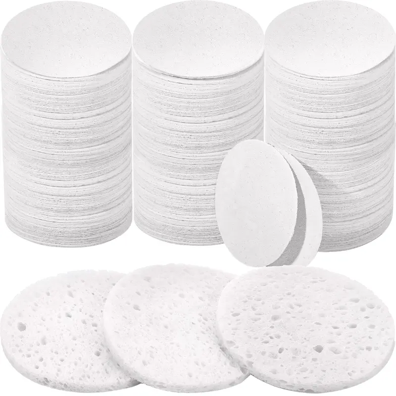 Amyhill Éponges Visage Comprimées – Lot de 300, Nettoyage Doux et Exfoliation (Blanc)