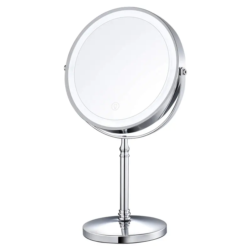 AMZTOLIFE Miroir Maquillage 8 Pouces – Double Face 10x, Éclairage Réglable et Rechargeable
