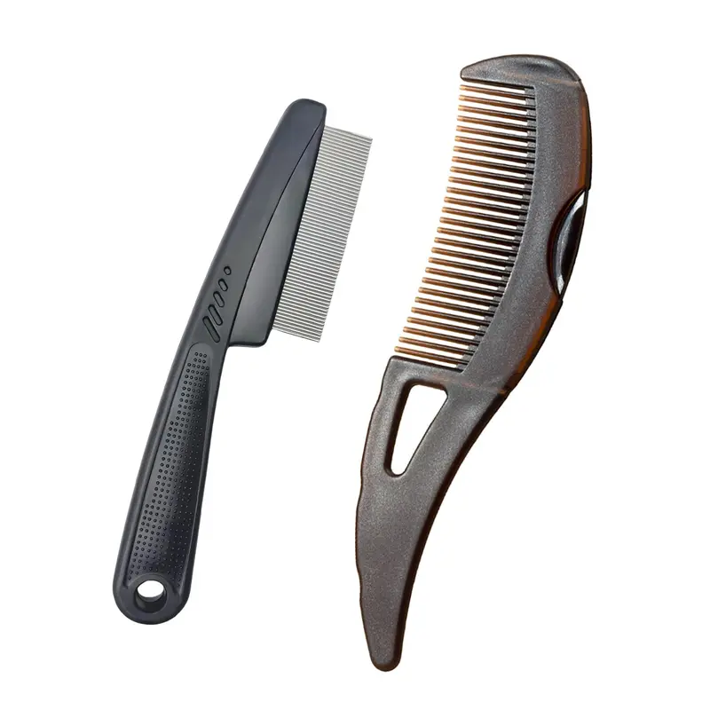 AMZWISH Peigne anti-pellicules à dents larges et fines en acier inoxydable – soin cuir chevelu