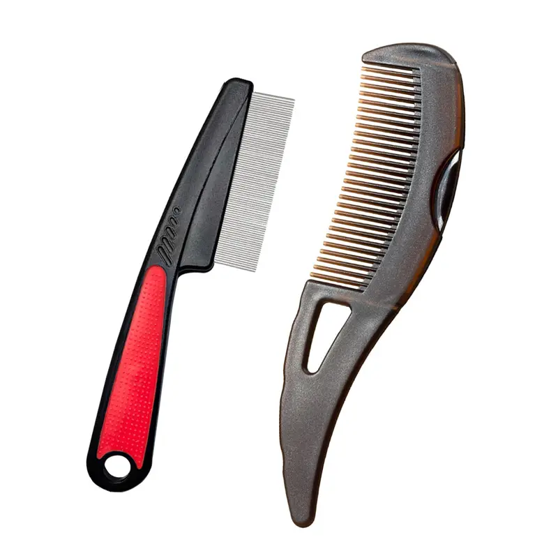AMZWISH Peigne Large Dents et Peigne Fin en Acier Inoxydable – Détox Cuir Chevelu, Portable (Rouge)