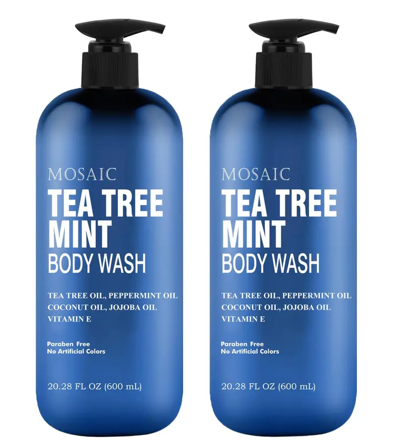 AnatoliaDaphne Gel Douche Arbre-à-Thé Menthe 2x600 ml – Vitamine E, Sans sulfates