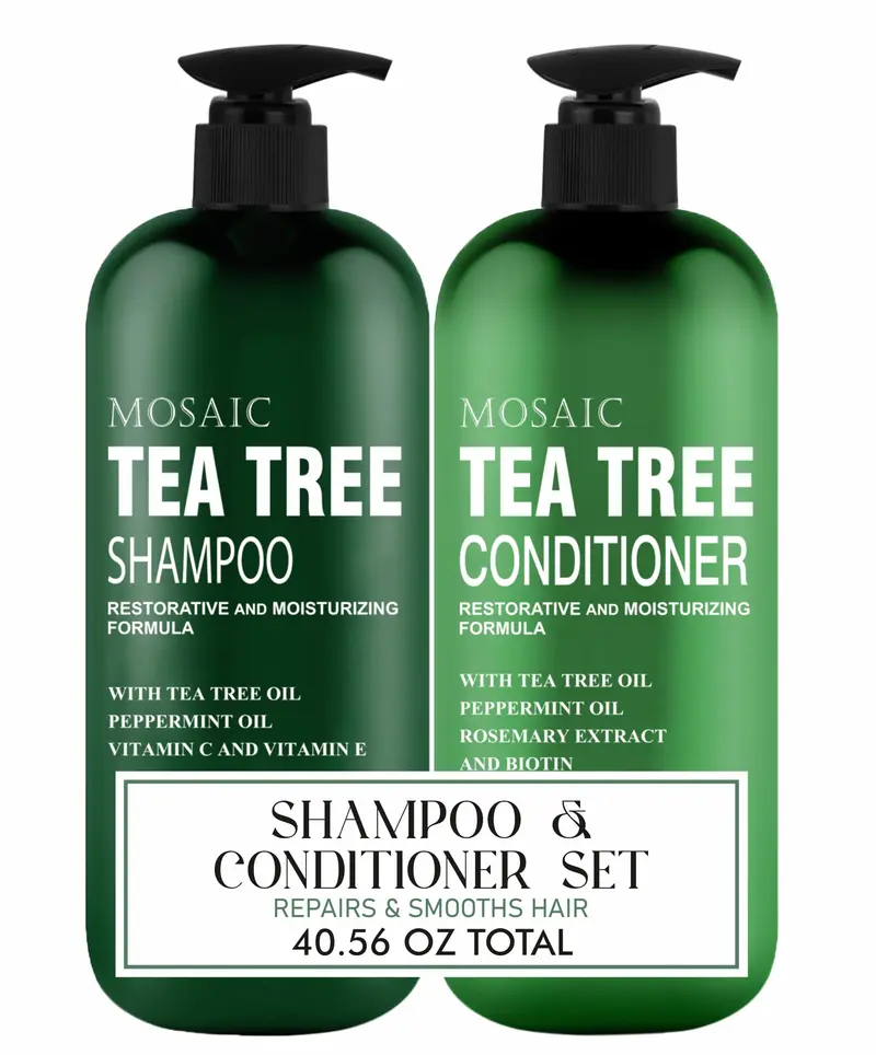 AnatoliaDaphne – Lot Shampoing et Après-Shampoing Arbre à Thé pour Cheveux – Hydratation et Épaississement, Sans Parabènes Ni Sulfates – 2 × 600 ml
