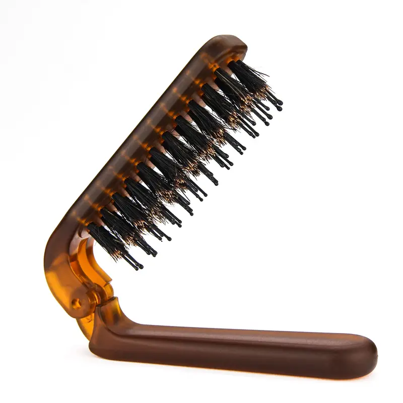 Ancable Brosse de voyage pliable - poils de sanglier et nylon pour tous types de cheveux