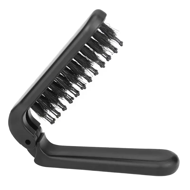 Ancable Brosse de Voyage Pliante – Soies de Sanglier et Nylon, Noir
