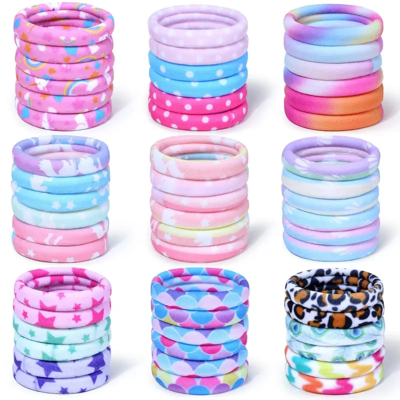 anezus – 54 pièces Bandes Elastiques Cheveux Nylon Multicolores pour Filles et Femmes