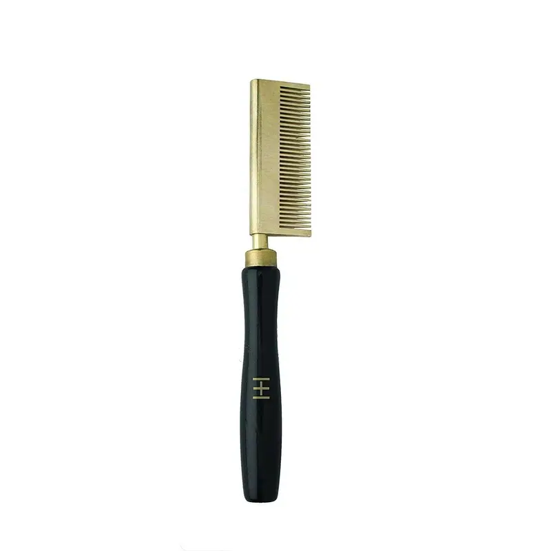 Annie Hot & Hotter – Peigne Chauffant Thermique à Dents Courbées Moyennes, Revêtement Céramique Doré – Pour Plaque de Cuisson – Soin Professionnel Cheveux Épais et Naturels