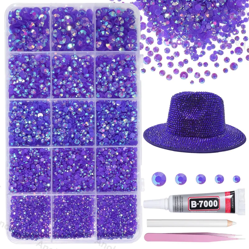 AnoleAir Kit Strass Violet 12000 Pièces – Gemmes Résine 2/3/4/5/6mm pour DIY Tumblers et Accessoires