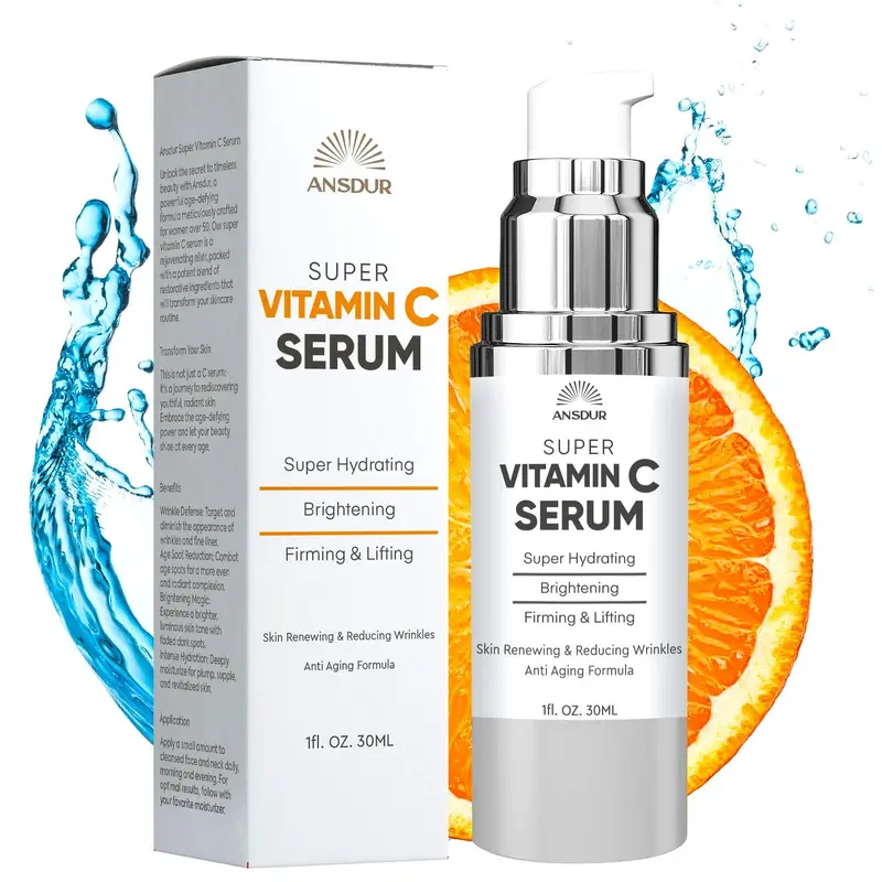 ANSDUR Sérum Vitamin C Ultra pour Femmes 70+ – Hyaluronique, Peptides, Bakuchiol – Lissant et Éclat 30 ml