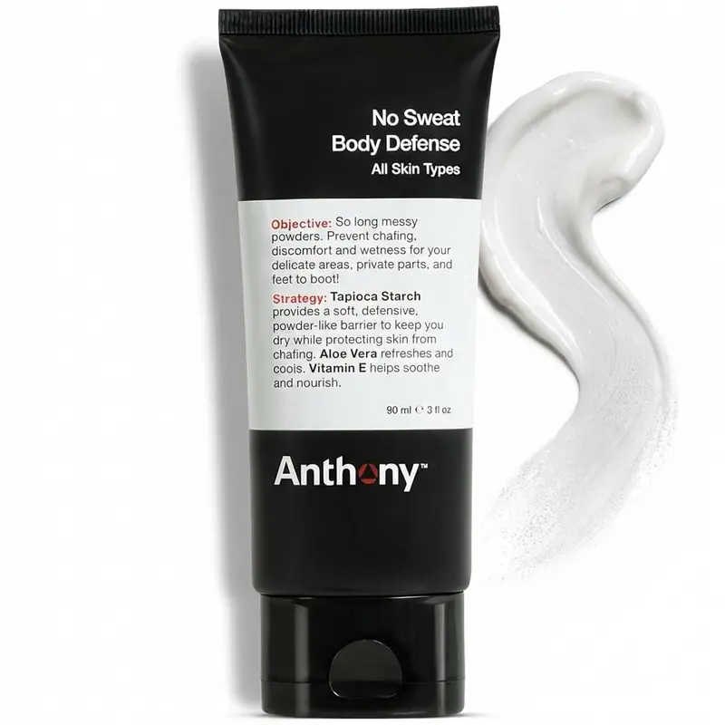 Anthony No Sweat – Déodorant Corps Crème-Poudre sans Talc pour Hommes, Anti-Frottement, 90 ml