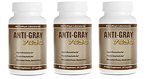 Anti-cheveux gris 7050 – Restaure la couleur naturelle des cheveux, 3 bouteilles de 60 capsules