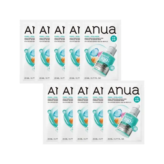 Anua PDRN Capsule d'acide hyaluronique 100, sérum, masque en tissu 23 ml x 10